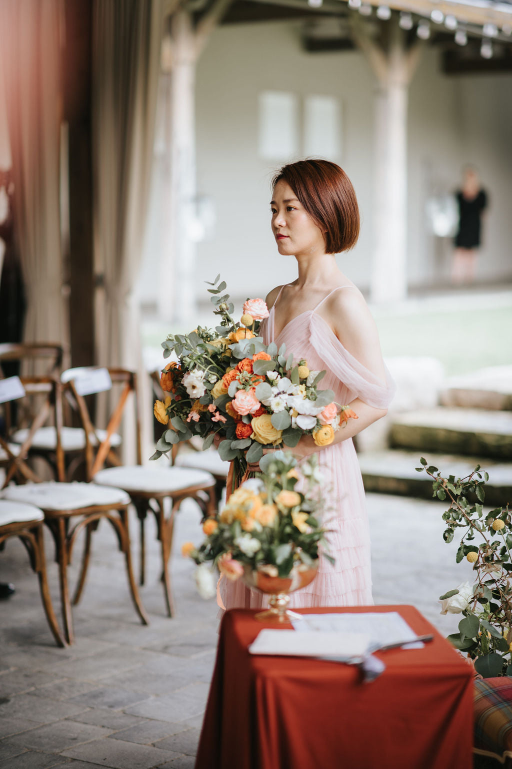 Elegant bridesmaid bouquet from the Sunshine Coast Collection, blending coastal brilliance with Toronto's urban wedding style.